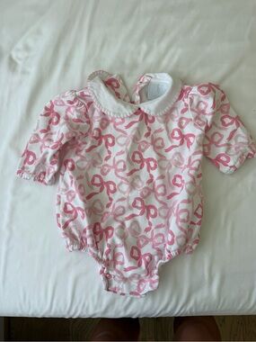 Little English Pink Bow Print Bubble (3M)